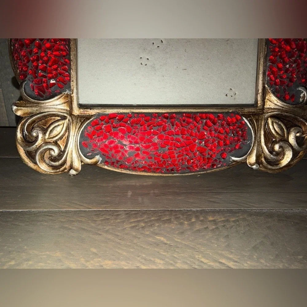 Elegant Red and Gold Photo Frame home decor red‎ glass
